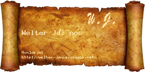 Welter János névjegykártya