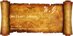 Welter János névjegykártya